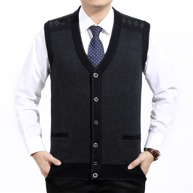 Áo len nam trung niên mùa thu và mùa đông áo len dệt kim áo len len cha len áo len áo khoác cardigan học sinh