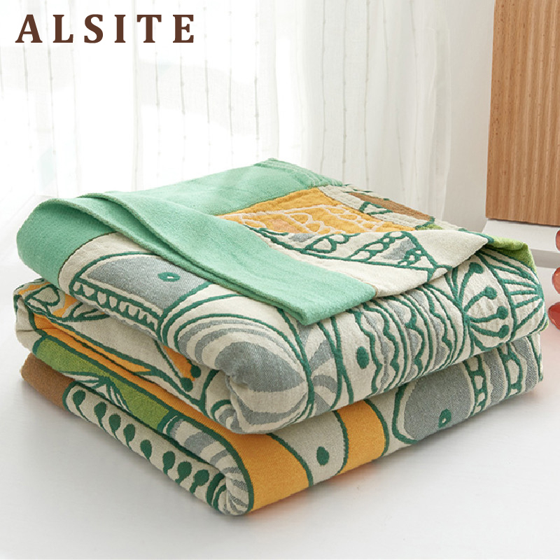 High-End Scandinavian Cotton Gauze Towel Quilt Pure Cotton Summer Thin Cotton Gauze Air-Conditioning Blanket Summer Cool Quilt Sofa Cover Blanket