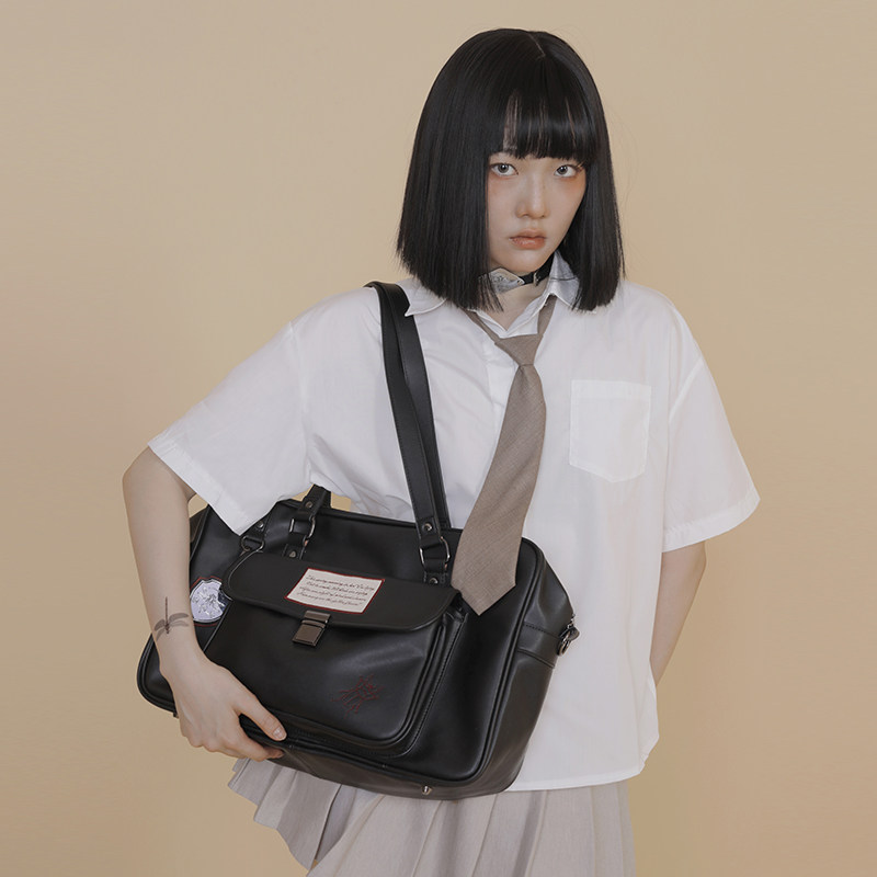 INSO printed tree X soap white original pu gym bag lolita student cross-body bag JK uniform handbag travel bag