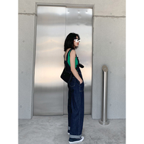 BAYUE August denim bib pants female Korean version loose autumn and winter 2020 new fashion foreign style age-reducing design sense
