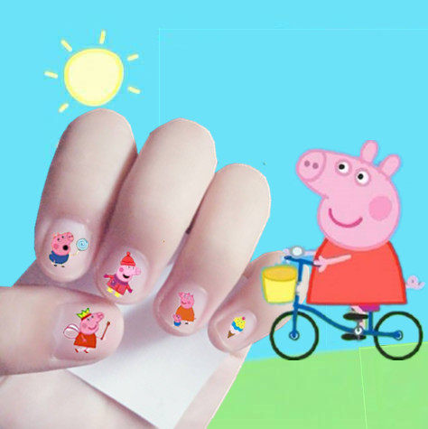 亮粉指甲贴纸全贴美甲贴花防水环保甲贴孕妇儿童手指贴全指