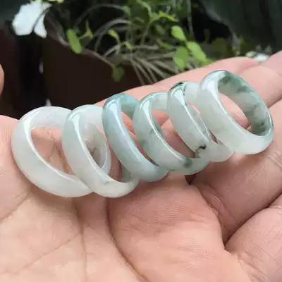Myanmar natural old pit A cargo jade ring ice glutinous men and women ring jade ring tail ring