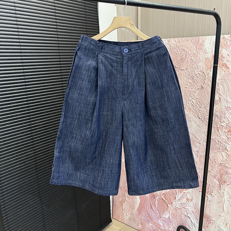 「Muzao Selected」Vintage Washed Casual Loose Denim Capri Pants for Women E7507 「Muzao Selected」Vintage Washed Casual Loose Denim Capri Pants for Women E7507