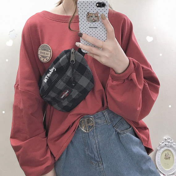 Tự làm bốn màu Nhật Bản in retro hoang dã lỏng lẻo gió bf gió Harajuku phiên bản lớn áo len áo len áo khoác kaki nữ