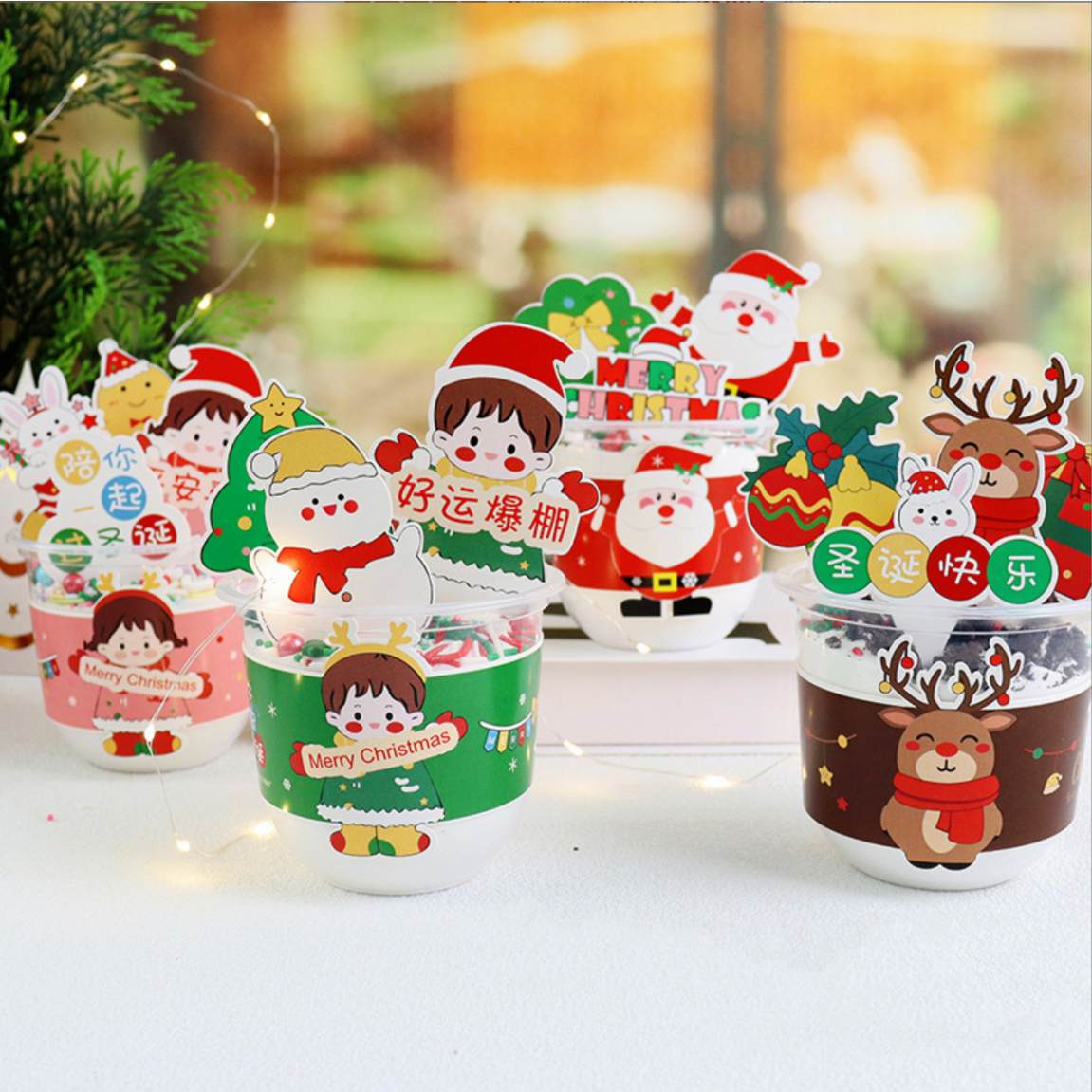 Netred with the same Christmas Popo Cup Cup Bowl Cup Cover Rich Cake Cup Sleeper Bowl Cup