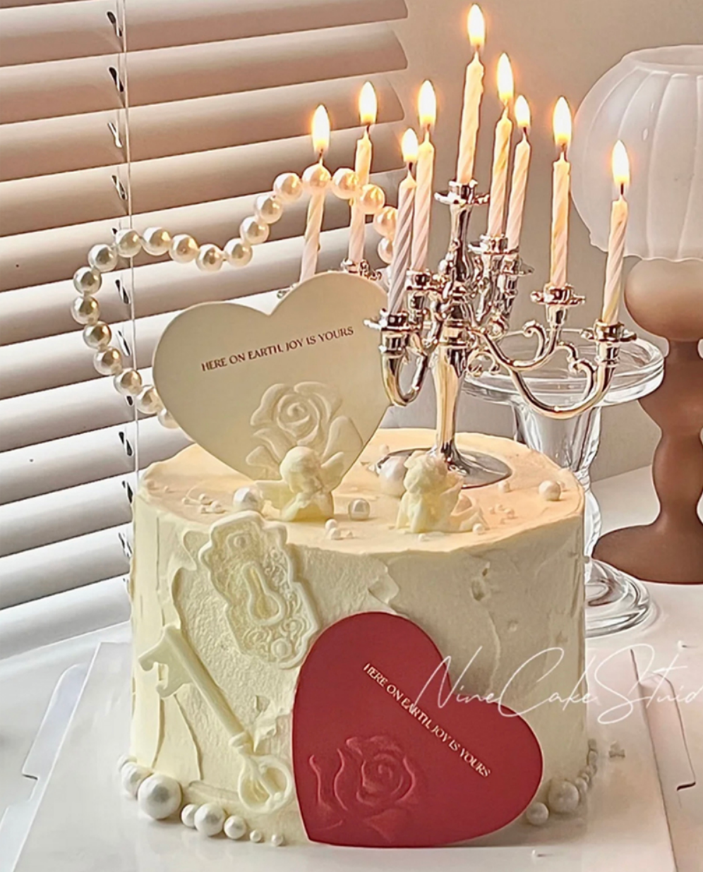 Net Red Valentine's Day Cake Decoration Pearl Love Plugin Relief Rose Flowers Love Cards Baking Cake inserts 