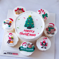 2021 Christmas cake decorates soft - rubber Santa Claus gift box elk furniture festive dessert dress
