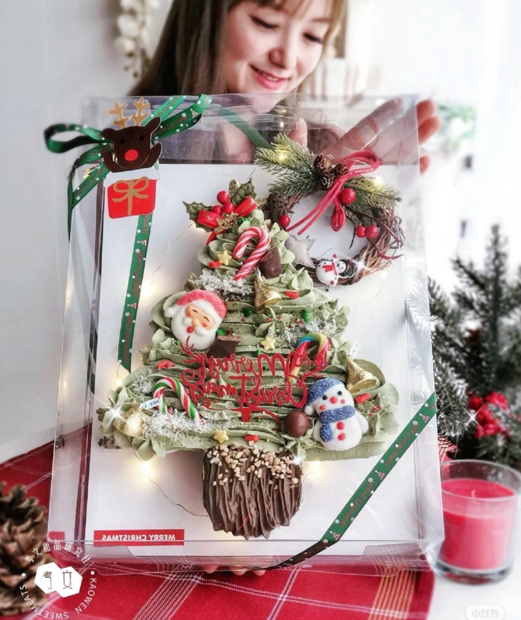 Net Red Christmas Xu May Tree Cake Decoration Pendulum Pieces Christmas Cupcakes Christmas Tree Full Transparent West Point Box Surprise Box 