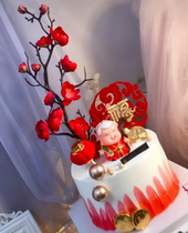 Baking cake decoration 3D three-dimensional birthday star male birthday star mother red simulation plum blossom old birthday cake decoration