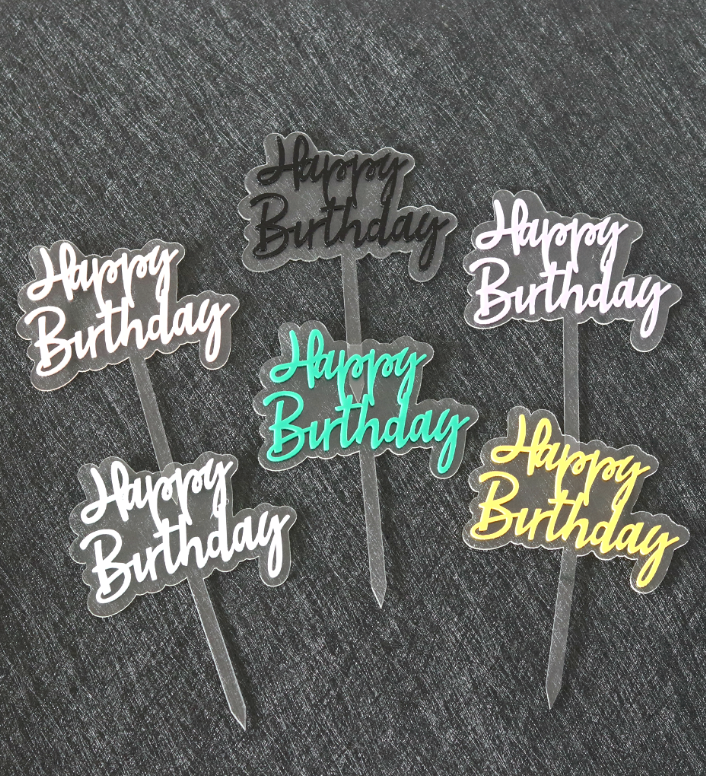 Baking cake decoration candy color colorful transparent floating acrylic birthday card cute INS English plug-in