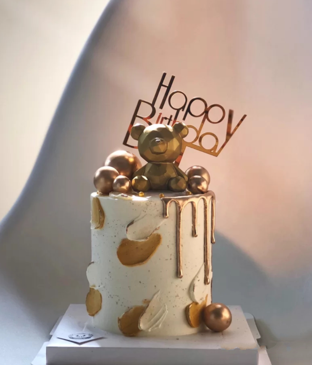 Cartoon Birthday Cake Decorated Inss Nordic Industrial Geometric Lucky Bear Cake Fittings Birthday Dress