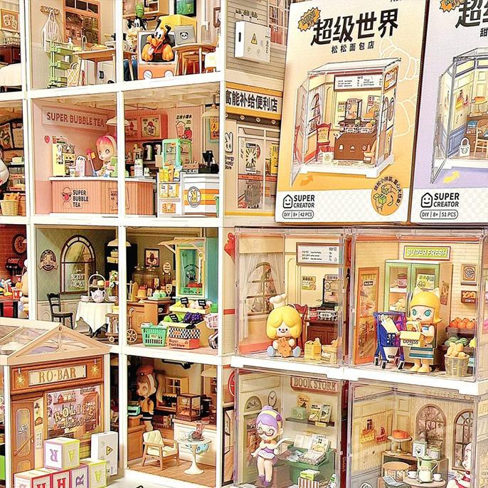 Ruolai's New Mini Super World Store Handmade Milk Tea DIY Cabin Model Assembled Gift Full Set New Product