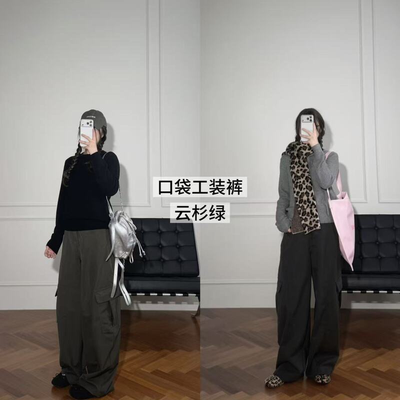 Autumn and Winter New Style Multi-Pocket Workwear Tailored Wide-Leg Pants for Women, Cool and Retro, Slimming Straight-Leg Casual Pants Autumn and Winter New Style Multi-Pocket Workwear Tailored Wide-Leg Pants for Women, Cool and Retro, Slimming Straight-Leg Casual Pants