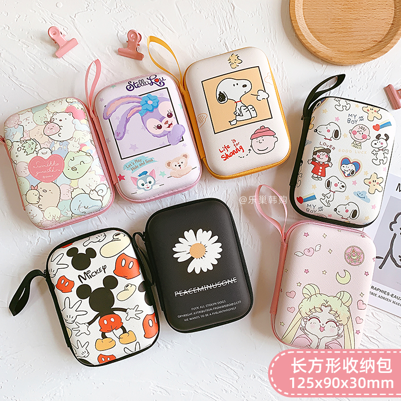 Japan and Korea cute headphone package data line charger 2 5 inch hard disk cartoon container box Bluetooth change wallet