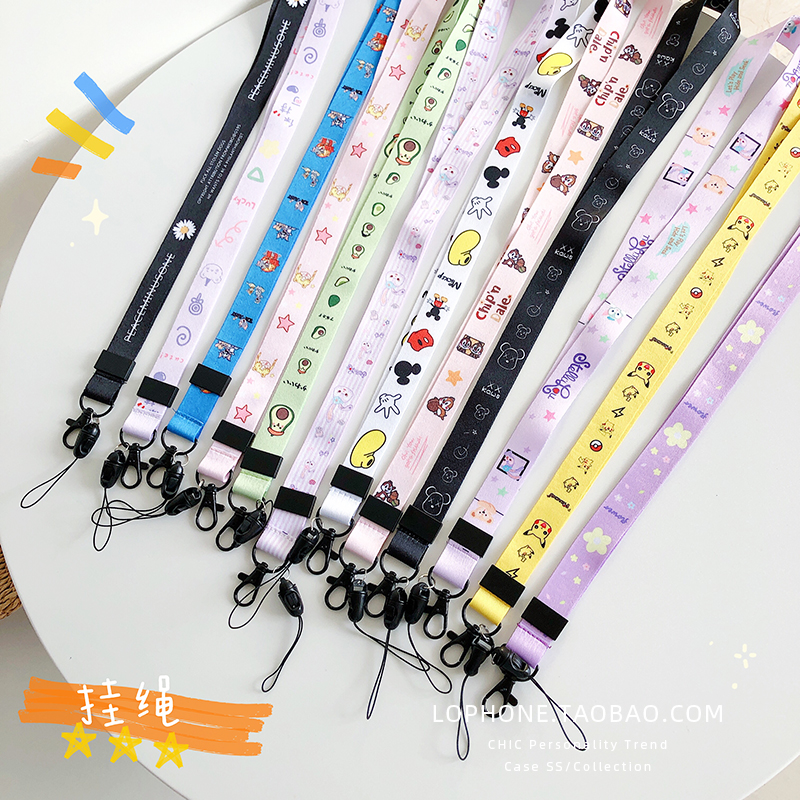 South Korea Ins cartoon mobile phone hanging rope Apple iPhone Universal phone hanging neck long rope pendant hanging ornament long hanging chain
