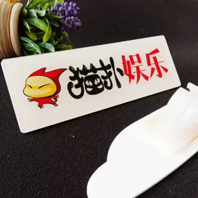 Blank microphone card set news interview Station label acrylic wheat brand custom wireless interview station sign