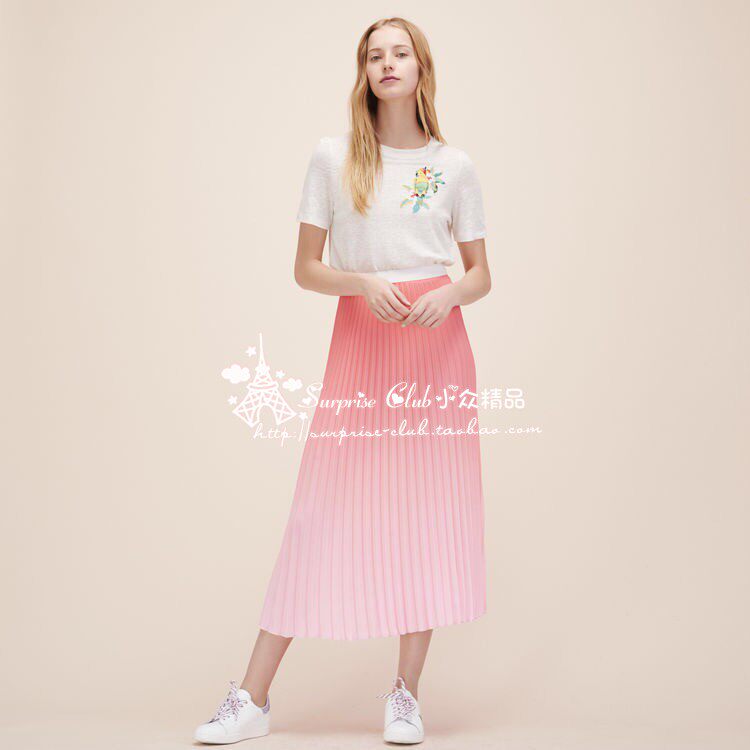 Law M Family Powder Pink Teenage Girl Hearts Elastic Waist Circumference Long Half Skirt SK3284