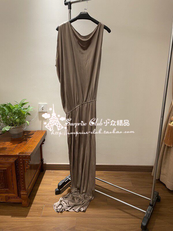 Champagne gold slit bias cut dress 0613008