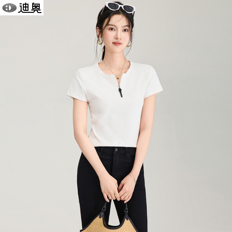 Dior Summer Short-Sleeve Women's 2026 New High-Quality Regular Shoulder Stretch Slim-Fit T-Shirt Casual Base Top
