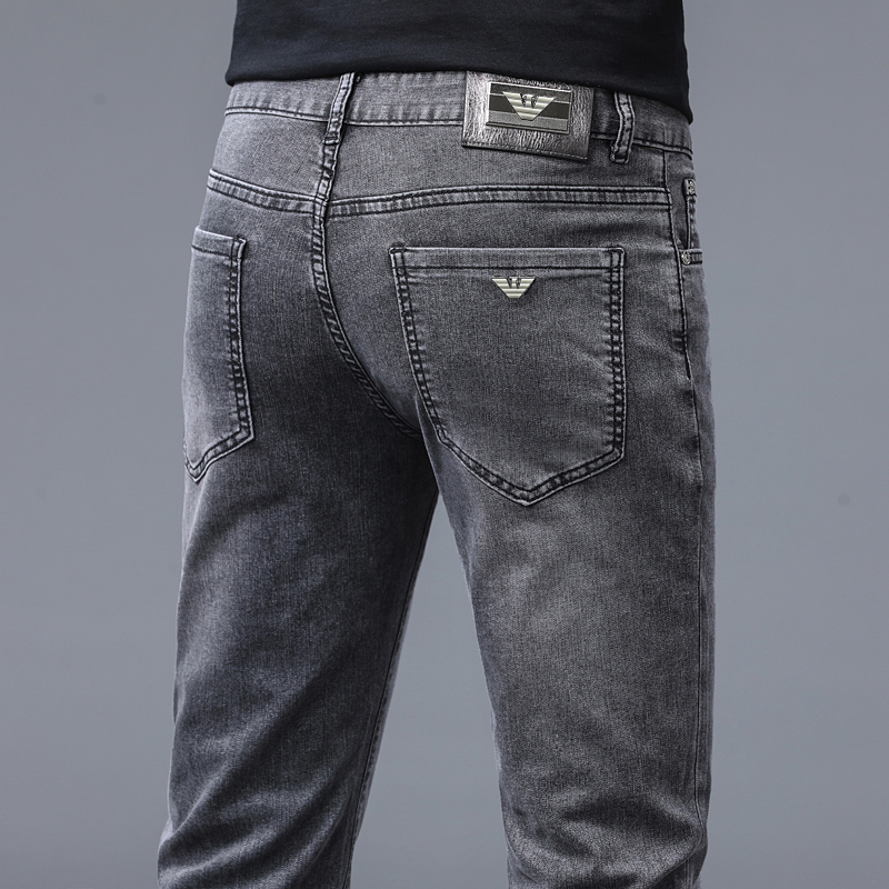 2026 High-End Genuine Summer Thin Men's Jeans Slim Fit Tapered Gray Casual Stretch Pants 2026 High-End Genuine Summer Thin Men's Jeans Slim Fit Tapered Gray Casual Stretch Pants