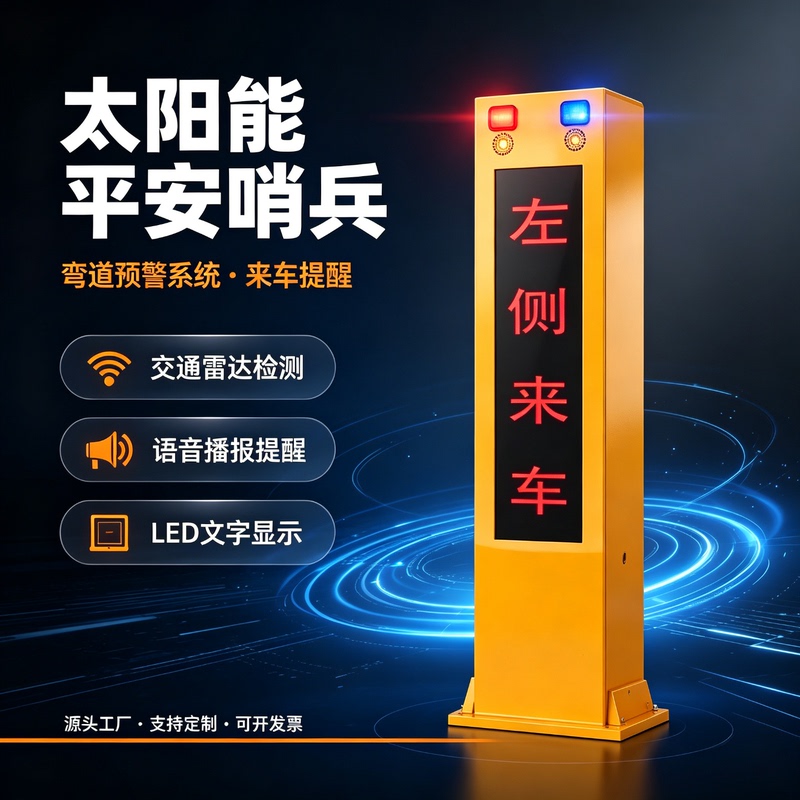 Solar-Powered Safety Guard Curve Warning System Monitors Traffic Safety Equipment and Vehicle Radar Speed Measurement Solar-Powered Safety Guard Curve Warning System Monitors Traffic Safety Equipment and Vehicle Radar Speed Measurement