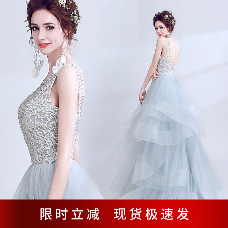 Angel Wedding Dress Light Extravaganza Grey Birthday Dinner Party Annual Meeting Stage Performance Princess Wedding Dresses Evening Dress 016