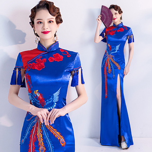 Evening dress prom gown ancient rhyme Bride Wedding Toast dress annual meeting show Qipao dress 