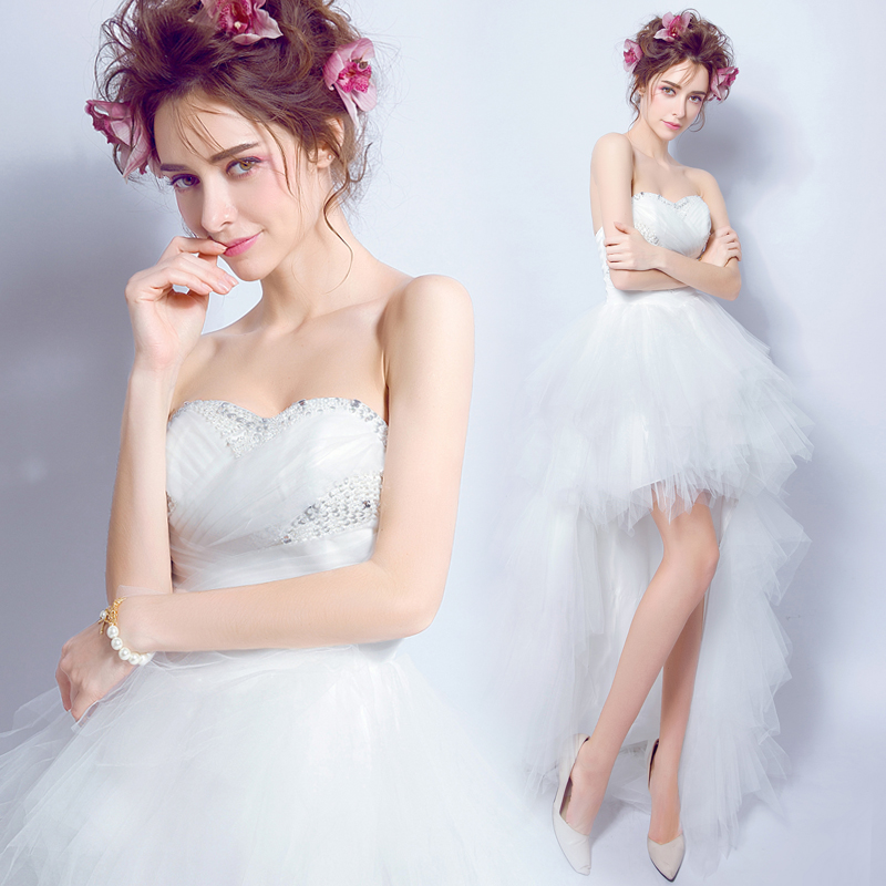Angel Wedding Dress Korean Sexy Tube Top Short Tail Long Tail