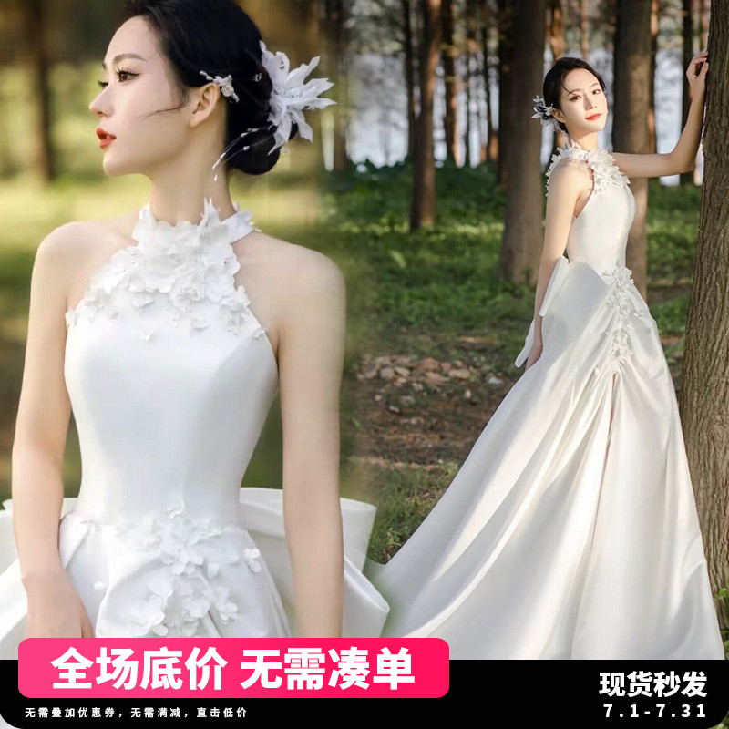 Wedding dress for princess for bride, flowered, backless, wholesale