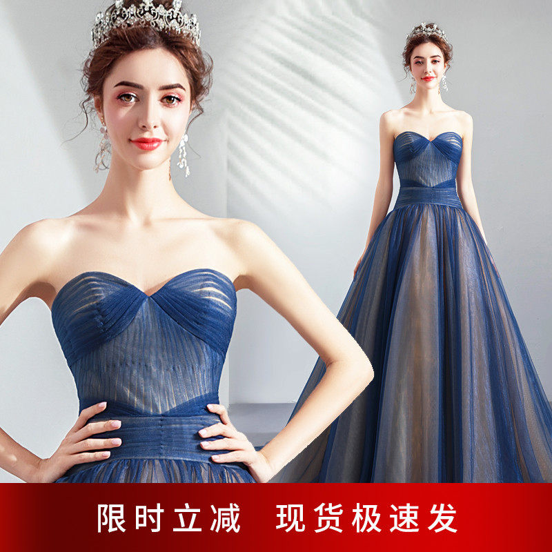 Angel's wedding dresses Ehime Blue Banquet Annual Conference Performance Host Trailing Wedding Dresses 1666