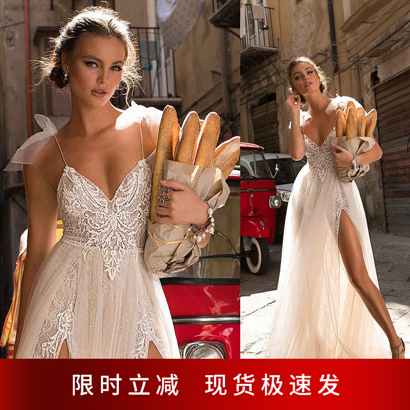 [Limited Time Specials] Sexy Deep V -neither New Mother Mori Holiday Travel Scenery Light Wedding Wedding W2616