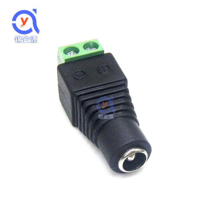 DC plug 5 5*2 5 female head solder-free DC connector DC power supply female plug 12V terminal 2 5MM socket