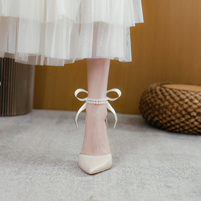 Strap Matching Skirt High Heels Girl 2022 New Thin Heel Baotou Sandal Women's Summer Single Shoe Small Crowd Design Sensation