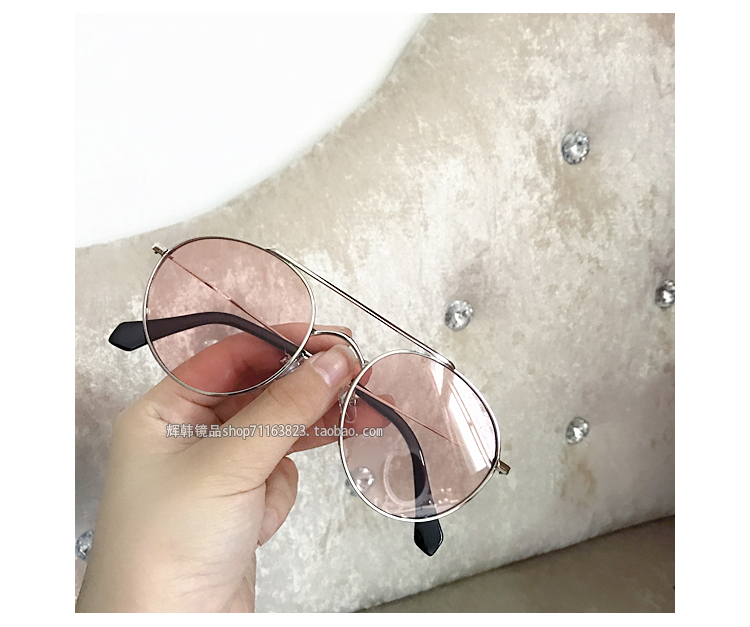 Hàn Quốc lưới màu đỏ với kính râm màu cam retro nữ khung kim loại tấm kính trong suốt kính râm nam mắt kính râm nam