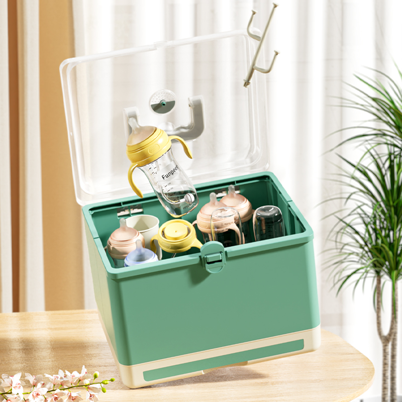 Baby special bottle storage box baby tableware storage box large dustproof rack drain rack storage box