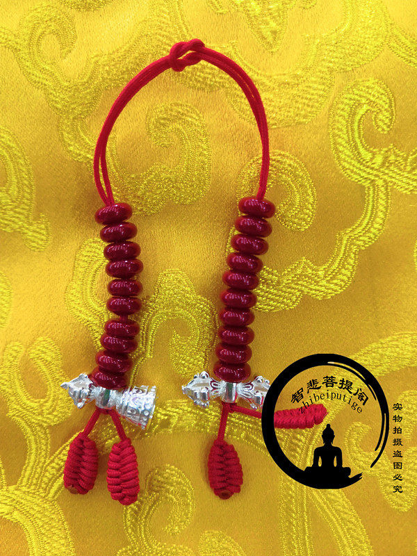 925 Silver counter Huaiye Sterling silver Counter Red glass beads Silver Bell Pestle Counter