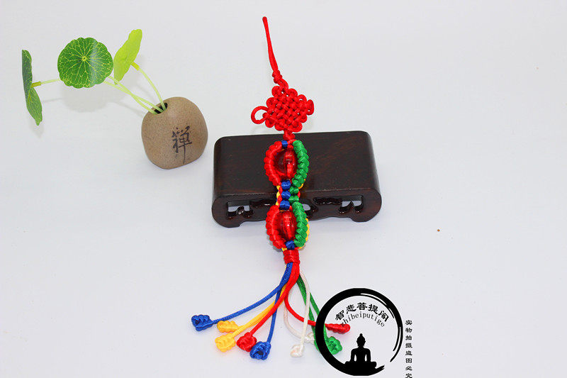 Hidden five-color line handwoven diamond pestle bag decorated car pendant