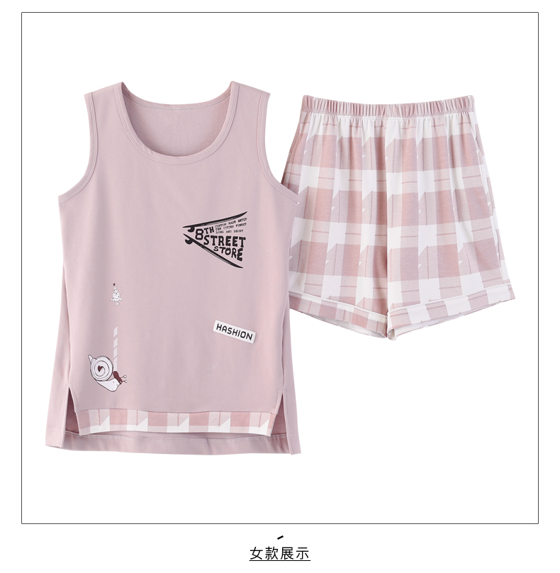 2 bộ giá bộ đồ ngủ mùa hè của phụ nữ bông vest có thể được đeo bên ngoài các cặp vợ chồng phù hợp với mùa hè thể thao quần short không tay nhà dịch vụ người đàn ông bộ hoạt hình các loại