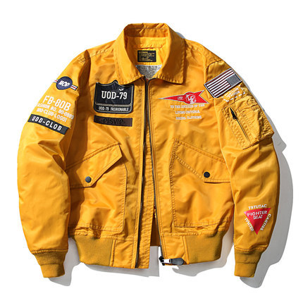 Alpha Men's Industrial American Air Force Baseball Jacket Spring and Autumn Embroidered Ma1 Pilot Jacket Military Style