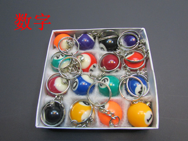 Billiards treo đồ trang trí móc chìa khóa 16 màu đen 8 luminous pha lê mini bóng key ring billiards đồ trang sức mua gậy bi a
