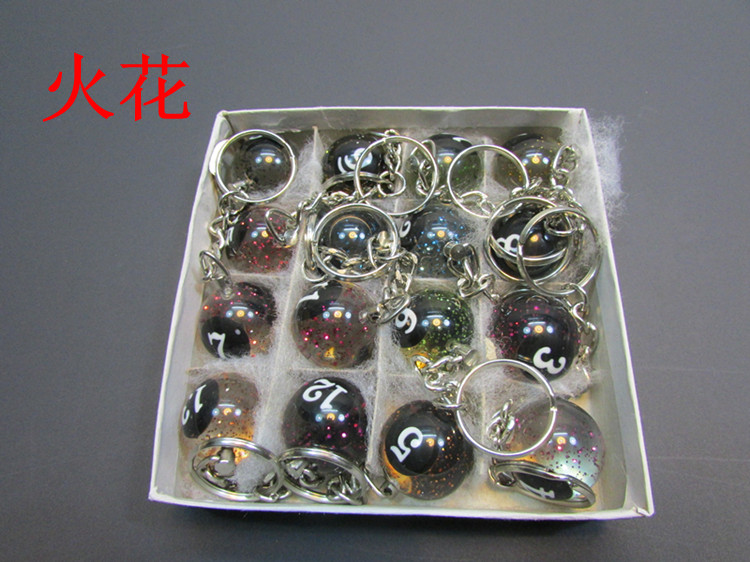 Billiards treo đồ trang trí móc chìa khóa 16 màu đen 8 luminous pha lê mini bóng key ring billiards đồ trang sức mua gậy bi a