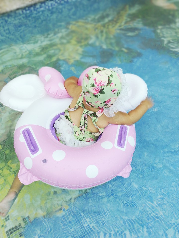 INS trẻ em hoạt hình nơ hồng Minnie bé bơi vòng lẻ quần lẻ vòng tay cầm vòng cứu sinh - Cao su nổi mua phao bơi cho bé