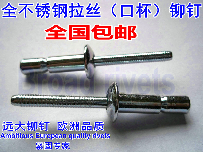 Full stainless steel 304 cup type draw-core rivet wire drawing rivets Outer lock 4 8 * 10-6 4 * 20