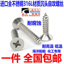 Imported 316L stainless steel countersunk head self-tapping screw 316 flat head screw wood screw M4 M5 M6