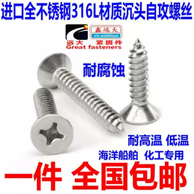 Imported 316L stainless steel countersunk head self-tapping screw 316 flat head screw wood screw M4 M5 M6