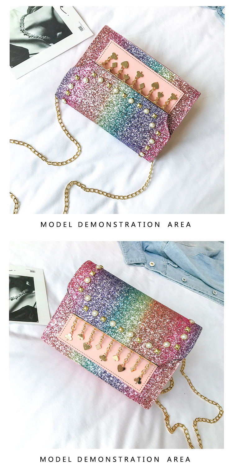 TATA New Fashion Women Shoulder Bag Chain Strap Handbags Clutch Bag Ladies Messenger Bags black one size 11