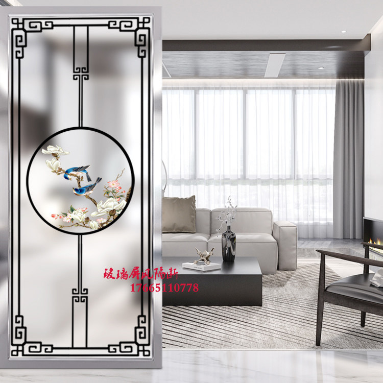 Modern simple living room glass screen bedroom wash partition wall into the door double side luxury decoration small household type