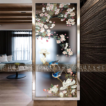 Custom craft art glass background wall partition screen entrance Modern simple matte translucent simple European Magpie