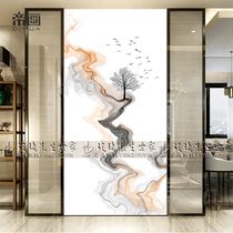 European modern art glass entry screen partition entrance TV background wall Living room shoe cabinet home improvement abstract illustration