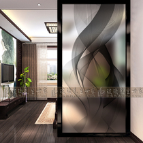 Art glass living room entry screen Partition wall Entrance sliding door sink Ceiling background frosted tempered lines